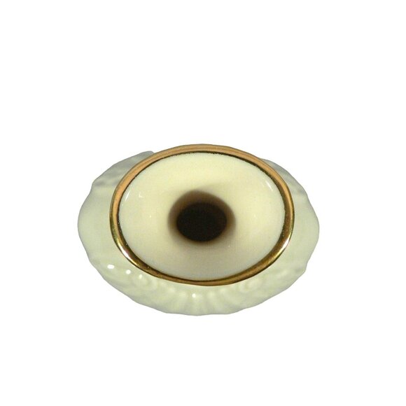 Lenox Bud Vase With Embossed Clam Shell Design & Gold Rim Hallmark Stamped Beige - Picture 9 of 11